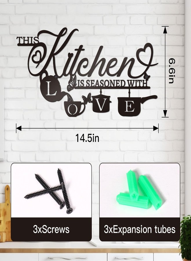KOYILTD Black Metal Kitchen Wall Art This Kitchen is Seasoned with Love Black Kitchen Signs Wall Decor Cute Kitchen Wall Decor Sign Farmhouse Dining Room Decoration (Relaxing) - Image 3